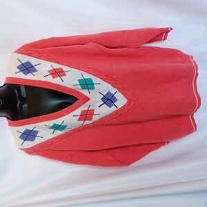 Vtg 80-90's Paris Sports Club Sweater M Chunky Cable Knit V Neck, oversized